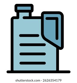 Symbol für entzündliche Kanister. Umriss entzündlicher Behälter, Vektorsymbol, Farbe, flach, einzeln