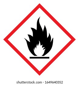 Flammable CLP hazard symbol. Diamond shape red border and white background. Perfect for backgrounds, backdrop, sign, icon, symbol, poster, sticker, label and wallpapers.