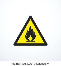 Flammable danger sign. Fire flame icon. Vector illustration