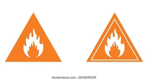Iconos de advertencia de peligro inflamable y ambiental - Vector de símbolos de seguridad GHS de diamante rojo para etiquetas químicas y signos de Industrial
