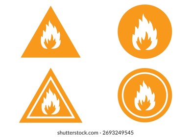 Flammable and Environmental Hazard Warning Icons – Red Diamond GHS Safety Symbols Vector for Chemical Labels and Industrial Signs