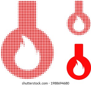 Flammable flask halftone dotted icon. Halftone array contains round dots. Vector illustration of flammable flask icon on a white background.