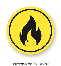 Flammable flat icon. Vector element of black color on yellow background. Best for print, package, mobile apps, UI and web design. EPS 10.