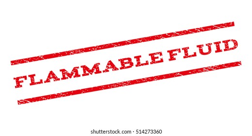 Flammable Fluid watermark stamp. Text tag between parallel lines with grunge design style. Rubber seal stamp with dirty texture. Vector red color ink imprint on a white background.