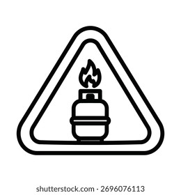 Signo de peligro de gas inflamable - Tanque de propano y Vector triangular de advertencia de incendio
