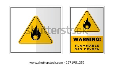 Flammable gas oxygen warning Sign Label Symbol Icon Vector Illustration