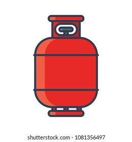 Flammable gas tank icon. Propane, butane, methane gas tank. Flat line vector illustration