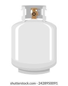 Flammable gas tank icon, propane or other - butane, methane. White metal reservoir in flat colors