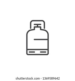 Flammable Gas Tank Line Icon. Linear Style Sign For Mobile Concept And Web Design. Propane, Butane, Methane Gas Tank Outline Vector Icon. Symbol, Logo Illustration. Pixel Perfect Vector Graphics