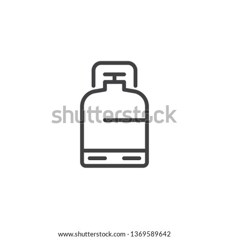 Flammable gas tank line icon. linear style sign for mobile concept and web design. Propane, butane, methane gas tank outline vector icon. Symbol, logo illustration. Pixel perfect vector graphics