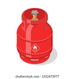 Flammable Gas Tank With Liquefied Compressed Natural Gases. Isometric Vector Illustration