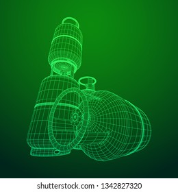 Flammable gas tank. Propane, butane, methane gas tank. Model wireframe low poly mesh vector illustration