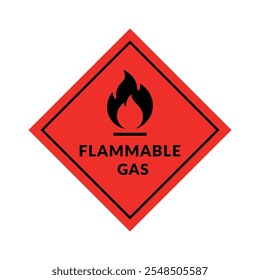 Flammable Gas Vector Flat Rhombus Sign on White Background. Warning Symbol for Packages, Outdoor design.