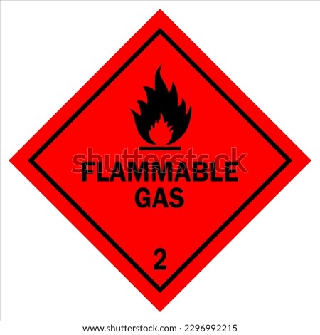 Flammable gas Warning Sign vector illustration, placards class 2 - Dangerous goods sign, Flammable gas caution sign, Chemical safety signs isolated , flammable gas symbols in white background