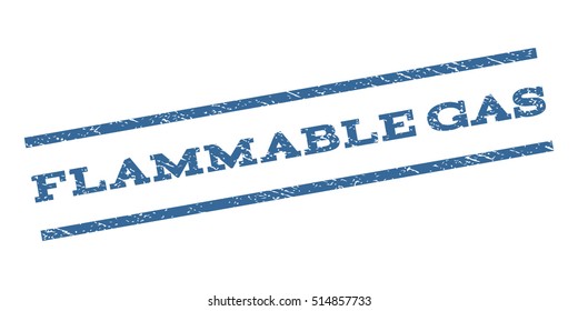 Flammable Gas watermark stamp. Text caption between parallel lines with grunge design style. Rubber seal stamp with dust texture. Vector cobalt blue color ink imprint on a white background.