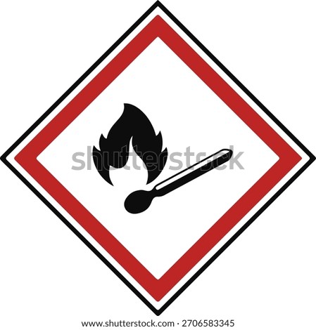 Flammable Hazard GHS Pictogram Sign Diamond Vector Illustration (