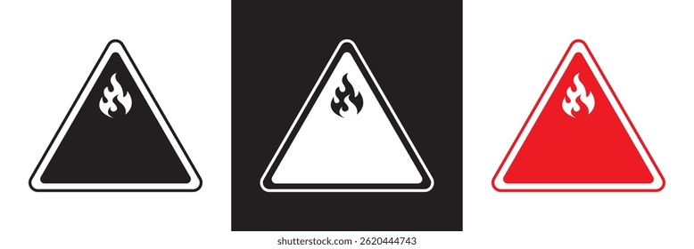Flammable hazard icon. Vector for websites, mobile interfaces, presentations, banner, visual branding etc. Vector illustration. isolated on white and black background. EPS 10