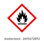 Flammable hazard icon. Flammable warning sign icon, hazard fire symbol vector design and illustration.

