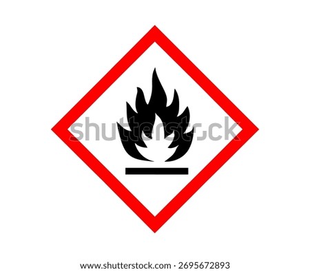 Flammable hazard icon. Flammable warning sign icon, hazard fire symbol vector design and illustration.

