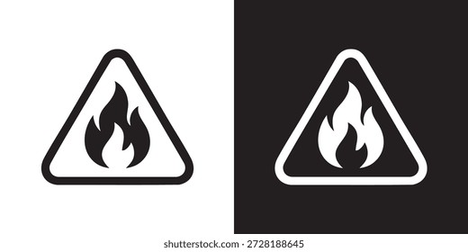 Flammable Hazard Symbol – Black Triangle with Rounded Corners and Central Flame Icon