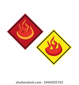 Flammable hazard symbols. Fire danger warning signs. Safety and caution labels. Vector illustration. EPS 10.