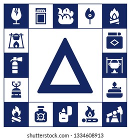 flammable icon set. 17 filled flammable icons.  Simple modern icons about  - Fragile, Bonfire, Extinguisher, Fire, Camping gas, Match, Burner, Toxic, Lighter, Pump jack