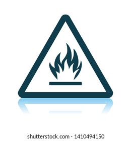 Flammable Icon. Shadow Reflection Design. Vector Illustration.