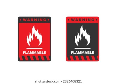 Diseño vectorial de signo de icono inflamable, icono de advertencia para materiales explosivos o inflamables