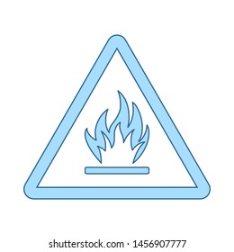 Flammable Icon. Thin Line With Blue Fill Design. Vector Illustration.