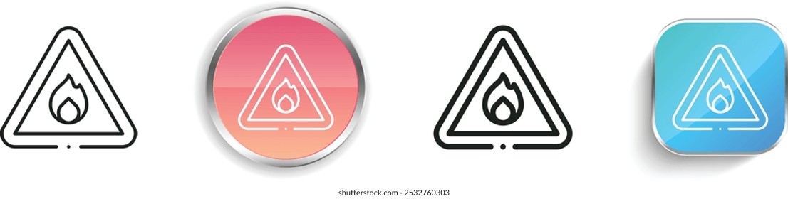flammable icon. Thin Linear, Regular and Button Style Design Isolated On White Background