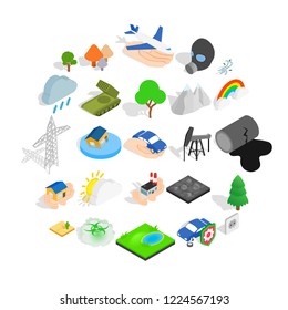 Flammable icons set. Isometric set of 25 flammable vector icons for web isolated on white background