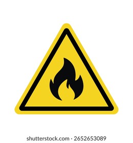 flammable, inflammable substances sign. fire warning sign in yellow triangle, isolated on transparent background. hazard icon. printable vector	
