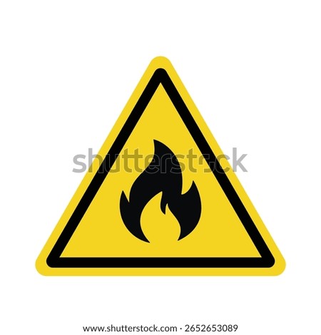 flammable, inflammable substances sign. fire warning sign in yellow triangle, isolated on transparent background. hazard icon. printable vector	
