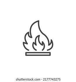 Flammable line icon. linear style sign for mobile concept and web design. Fire flame outline vector icon. Symbol, logo illustration. Vector graphics