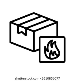 Flammable Line Vector Illustration On White Background.