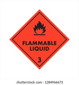flammable liquid 3 level attention isolated sticker on the orange background