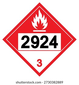 Flammable Liquid Corrosive NOS UN2924 Symbol Sign, Vector Illustration, Isolate On White Background, Label .EPS10