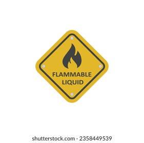 Flammable liquid danger sign label sticker label on white background