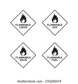 Flammable Liquid Gas Solid Fuel Sign Vector Set