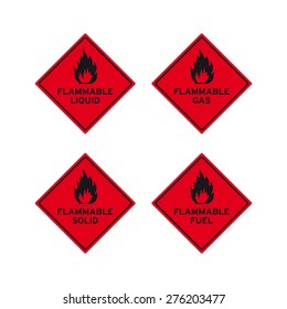 Flammable Liquid Gas Solid Fuel Sign Vector Set