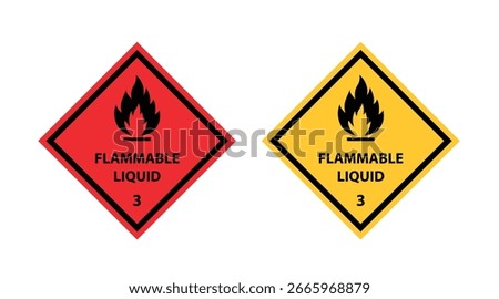 Flammable liquid hazard pictogram icon in flat vector style. Safety warning sign with flame symbol