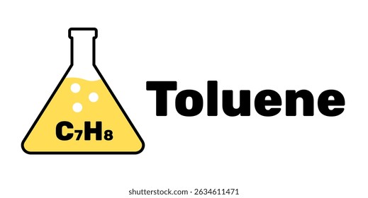 Flammable liquid information graphic contain toluene in flask clip art design. Flammable chemical liquid. Laboratory flask icon with chemical symbol