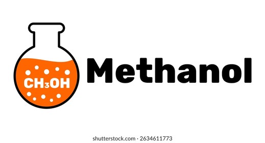 Flammable liquid information graphic contain hazardous methanol clip art design. Flammable chemical liquid. Laboratory flask icon with chemical symbol