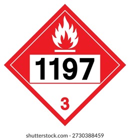 Flammable Liquid NOS UN1197 Symbol Sign, Vector Illustration, Isolate On White Background, Label .EPS10