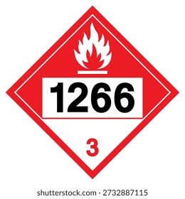 Flammable Liquid NOS UN1266 Symbol Sign, Vector Illustration, Isolate On White Background, Label .EPS10