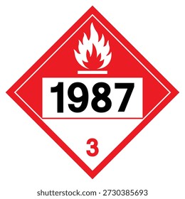 Flammable Liquid NOS UN1987 Symbol Sign, Vector Illustration, Isolate On White Background, Label .EPS10