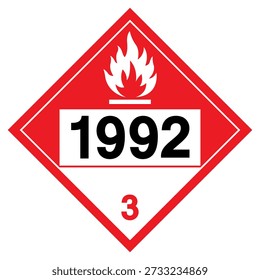 Flammable Liquid NOS UN1992 Symbol Sign, Vector Illustration, Isolate On White Background, Label .EPS10