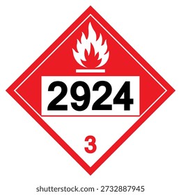 Flammable Liquid NOS UN2924 Symbol Sign, Vector Illustration, Isolate On White Background, Label .EPS10