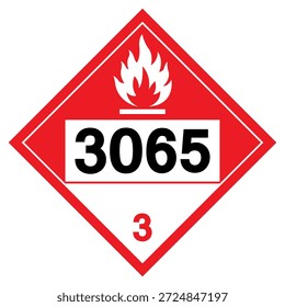 Líquido inflamável NOS UN3065 Símbolo de símbolo, Ilustração de vetor, Isolar no fundo branco, Etiqueta .EPS10