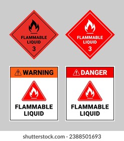 Ilustración vectorial de la colección de signos líquidos inflamables